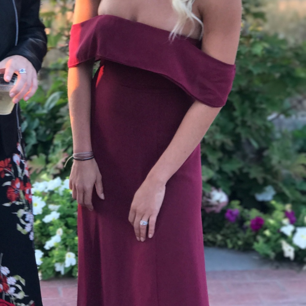 Lulus Off the Shoulder Wine Dress